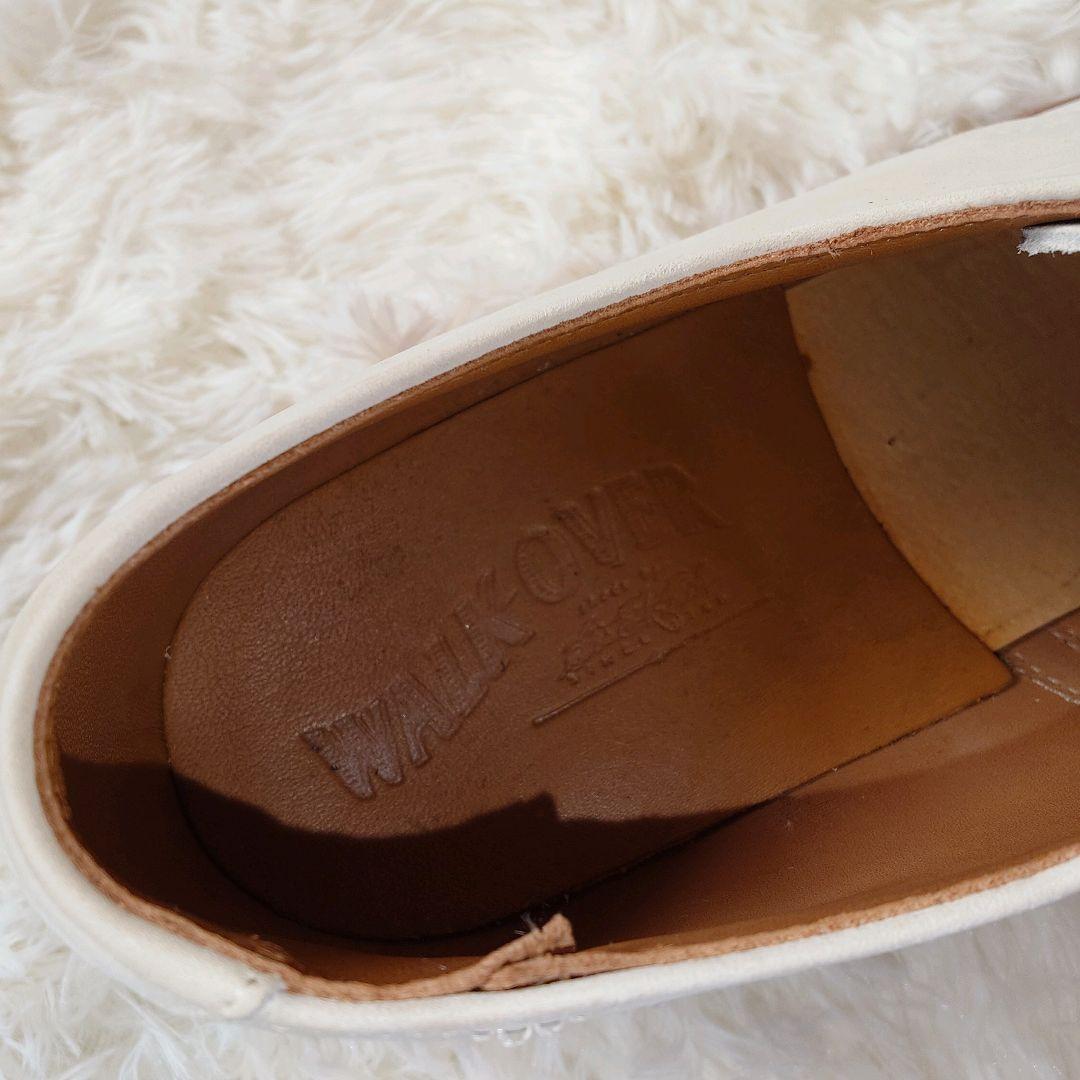 ウォークオーバー　プレーントゥダービー　モカシン　レザー　シューズ　オフホワイト