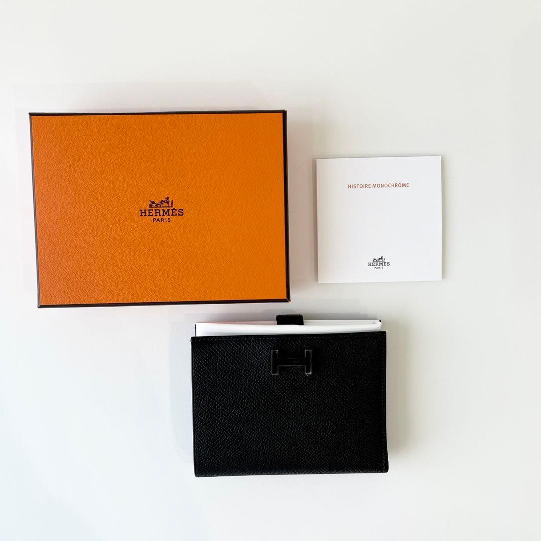 【新品】希少 エルメス ベアンコンパクト モノクローム 黒/黒