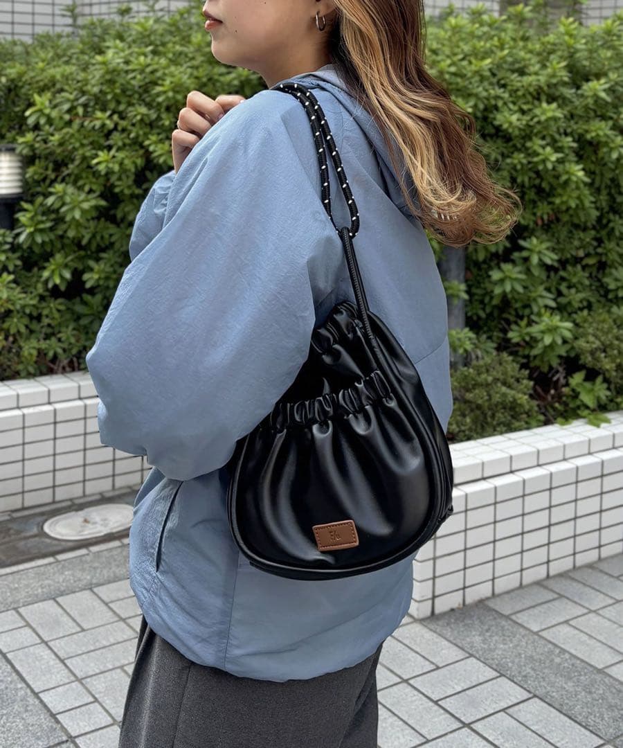 CPCM FUKA'S企画　PUパラコードギャザーミニショルダーバッグ ブラック