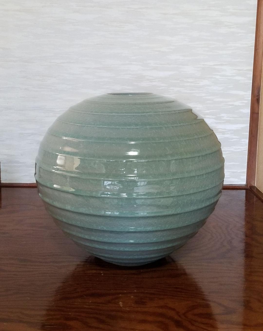 青磁鎬文大壺 (美品)