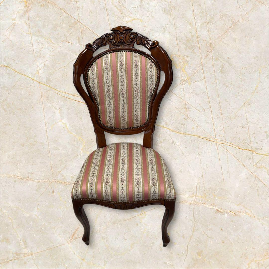 美品　猫脚　ヨーロピアン　クラシック調 木製 彫刻ストライプ柄　アンティーク風