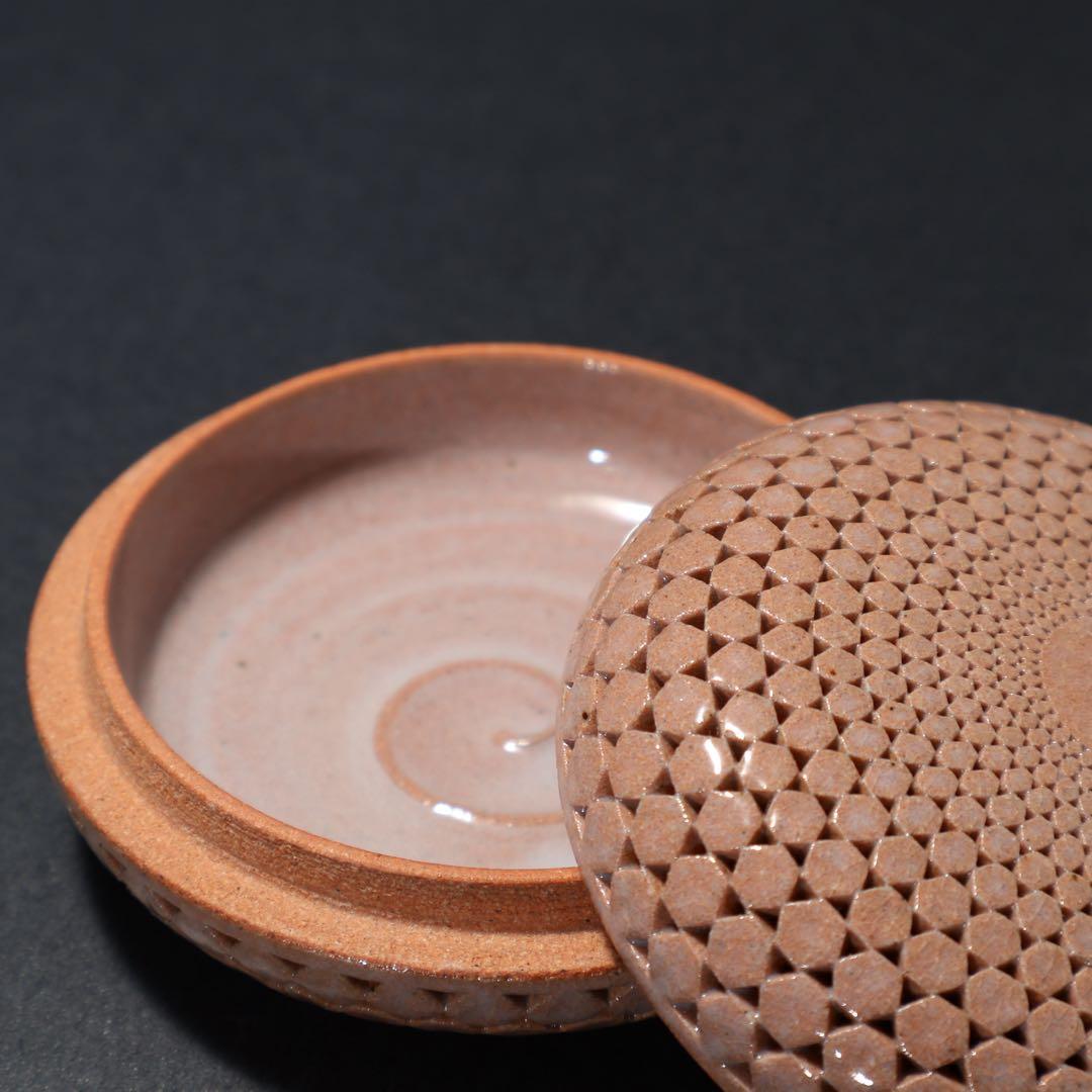 萩焼本郷窯　萬亀香合　廣澤洋海　共箱　R1485ダN