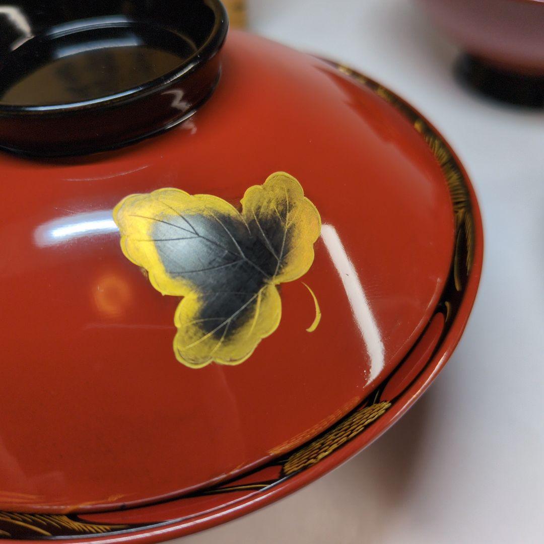 特選　沈金　輪島塗　蒔絵付吸物椀　五客　年代物　骨董