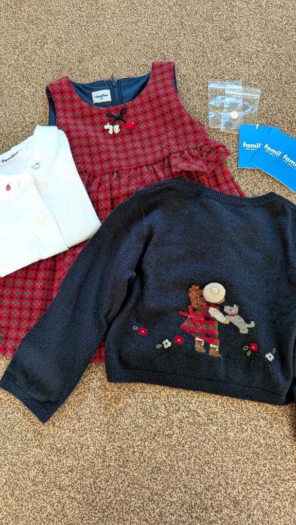 ファミリア　フォーマル　ジャンパースカート　カーディガン　ブラウス　80cm