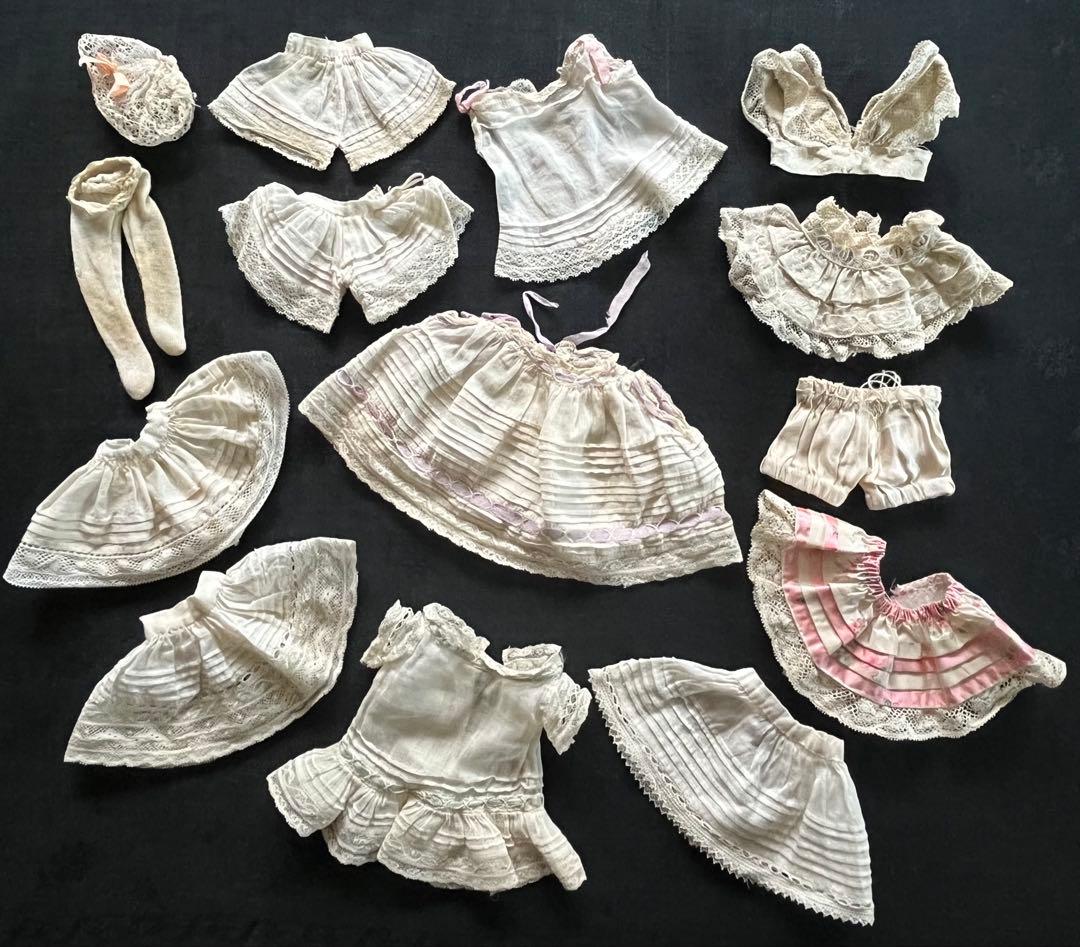 アンティークフランスフレンチビスクドール小さなドール用ドレスセットミニョネット