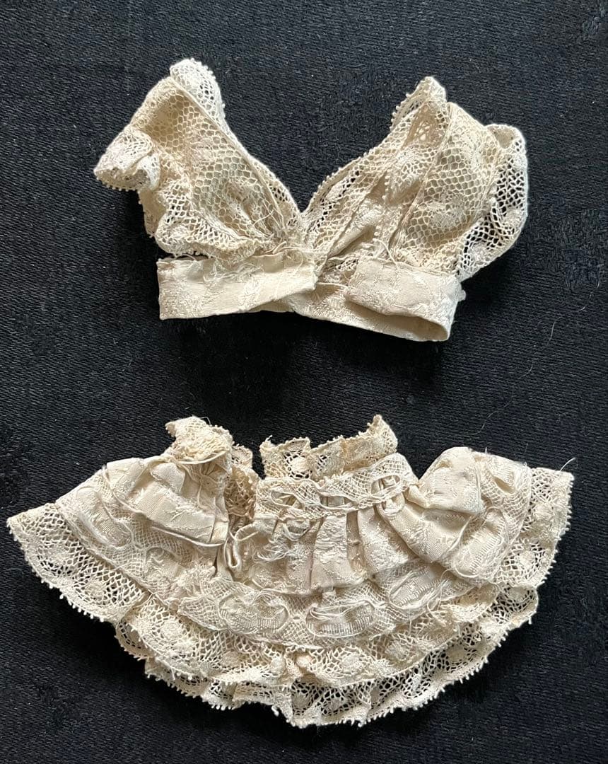 アンティークフランスフレンチビスクドール小さなドール用ドレスセットミニョネット