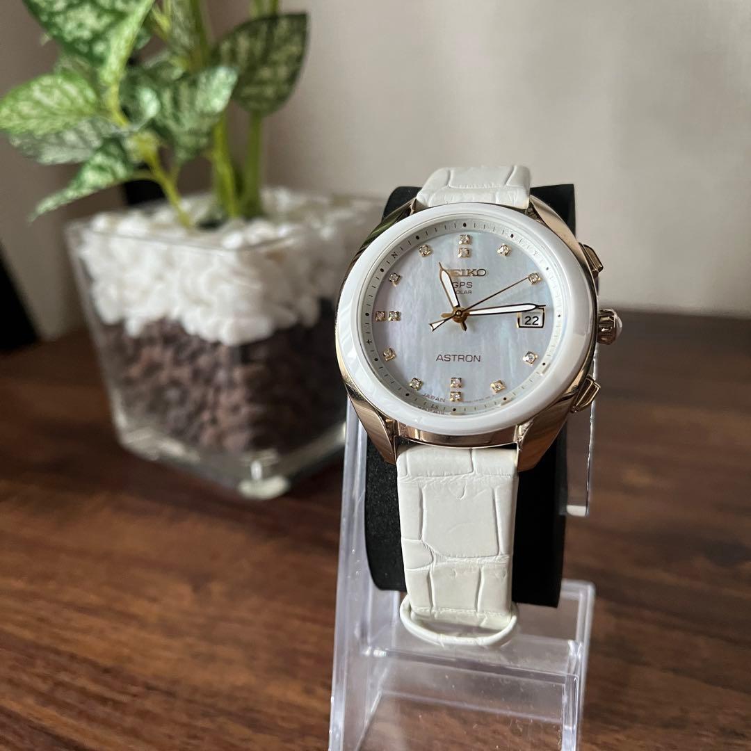 【未使用級！！】SEIKO アストロン シェル文字盤 レザーベルト ホワイト