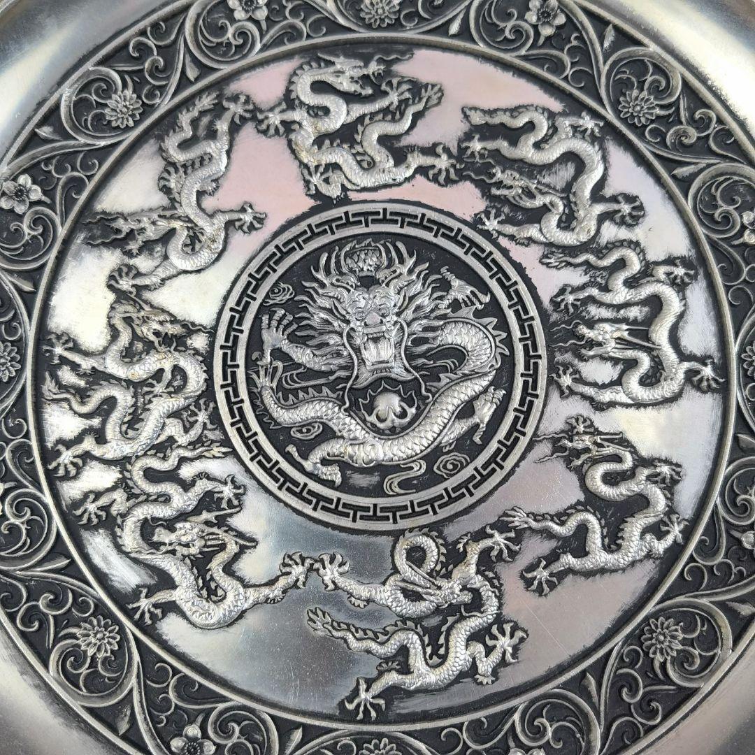 銅 細工 九龍盤 客間 玄関 書架 装飾品 工芸品 美術品 置物