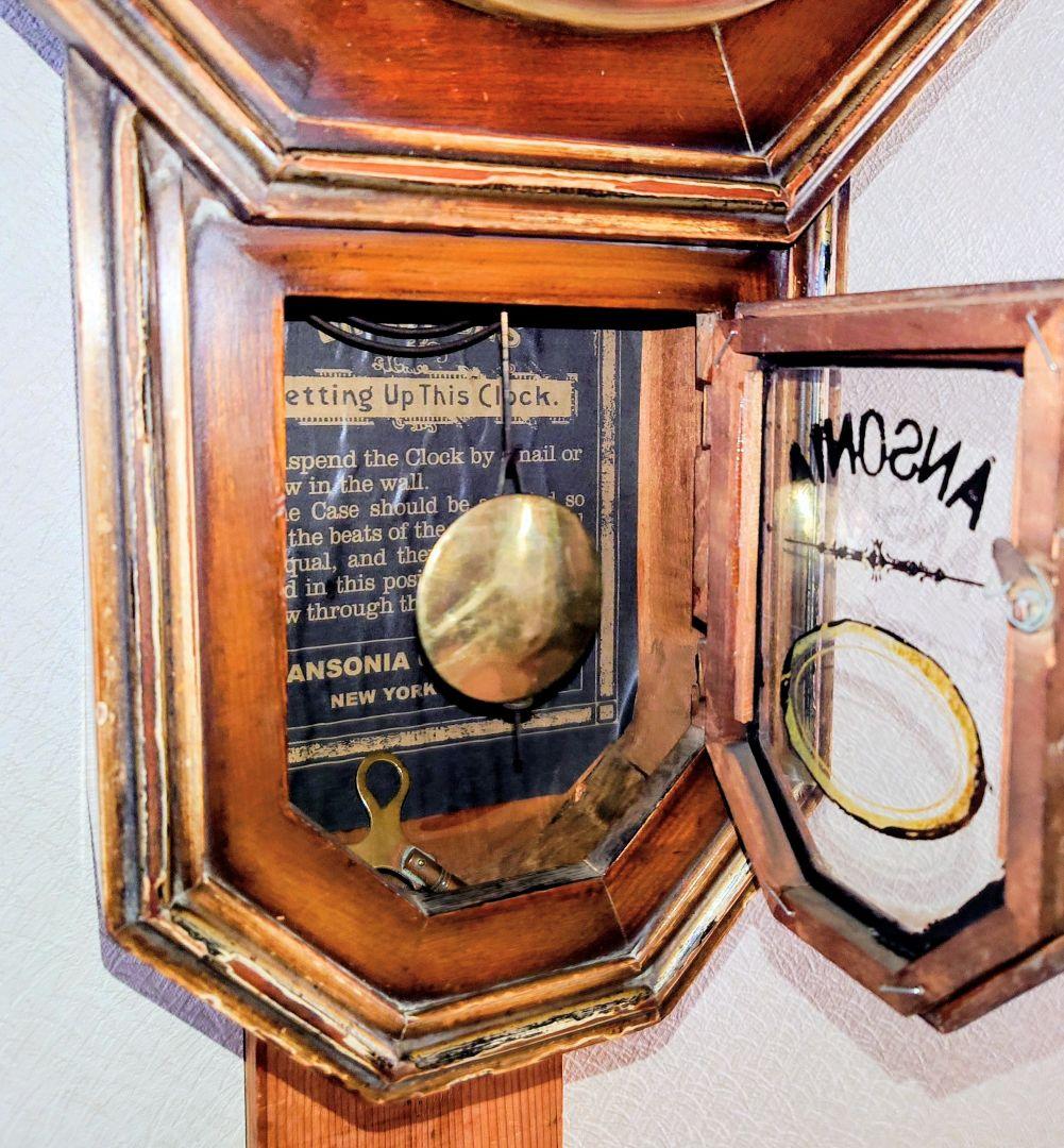〈完動・美品〉アンソニア　八角合長ゼンマイ振り子時計　アンティーク古時計