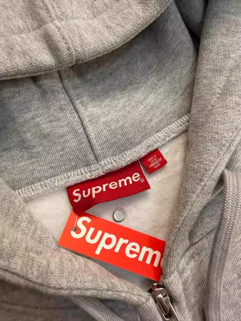 Supreme ストーン装飾 ジップアップパーカー グレー