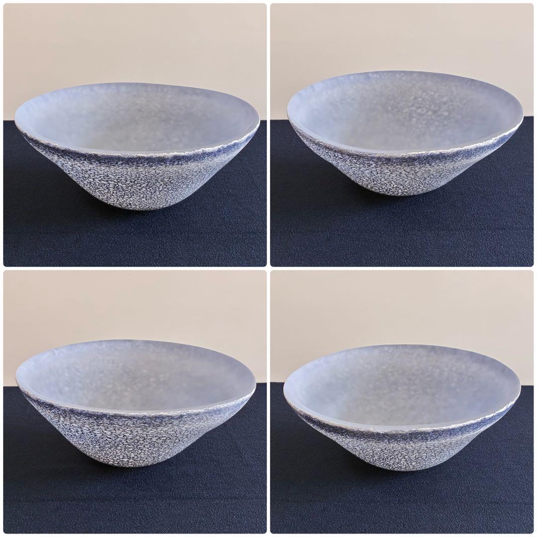 【宙吹きガラス/壱谷 旭・作】コバルト変 大鉢 共箱付き