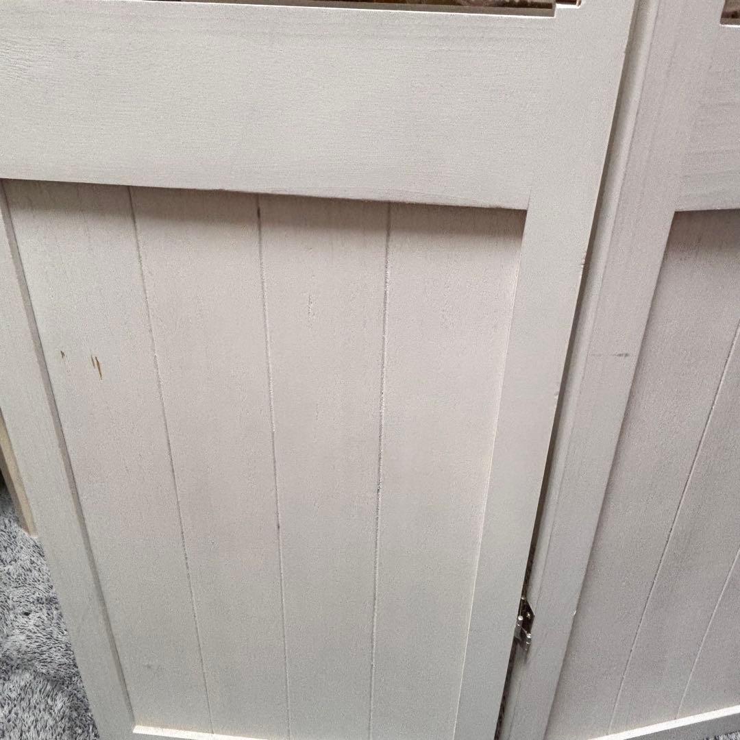 4連 パーテーション 木製 ホワイト 布張り スクリーン 間仕切り 折りたたみ式