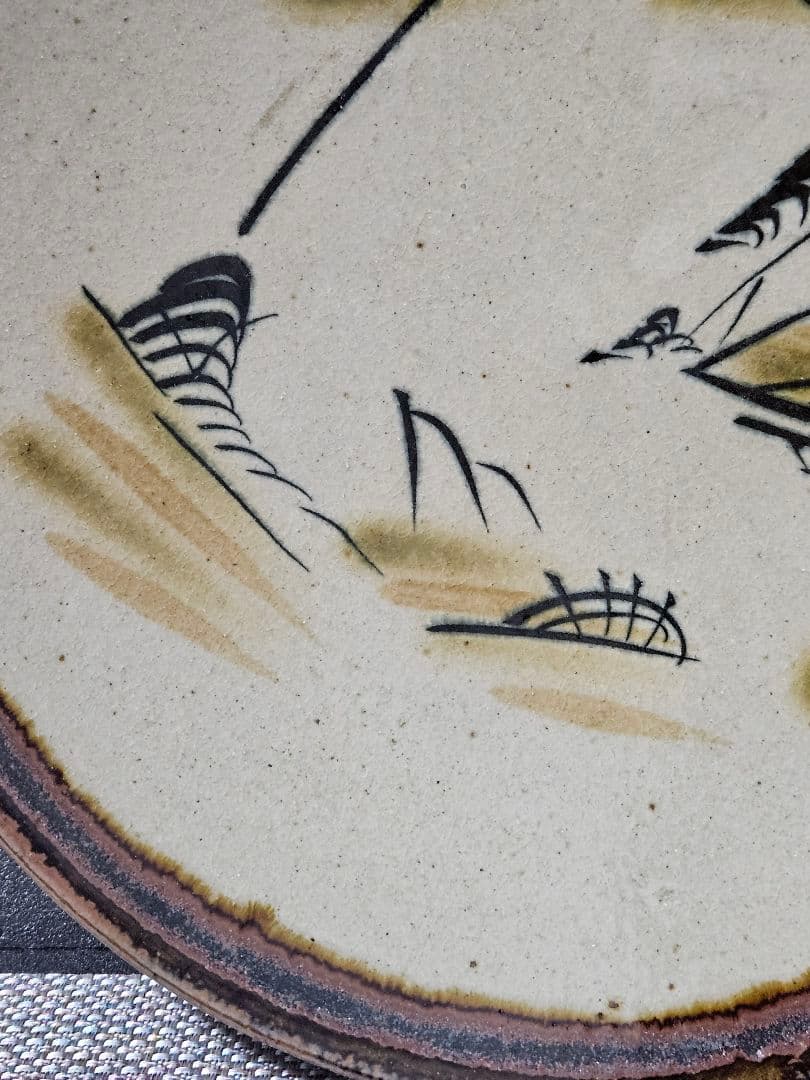 益子焼　皆川マス　絵付　山水図30.8cm 大皿　益子民藝　浜田庄司　柳宗悦