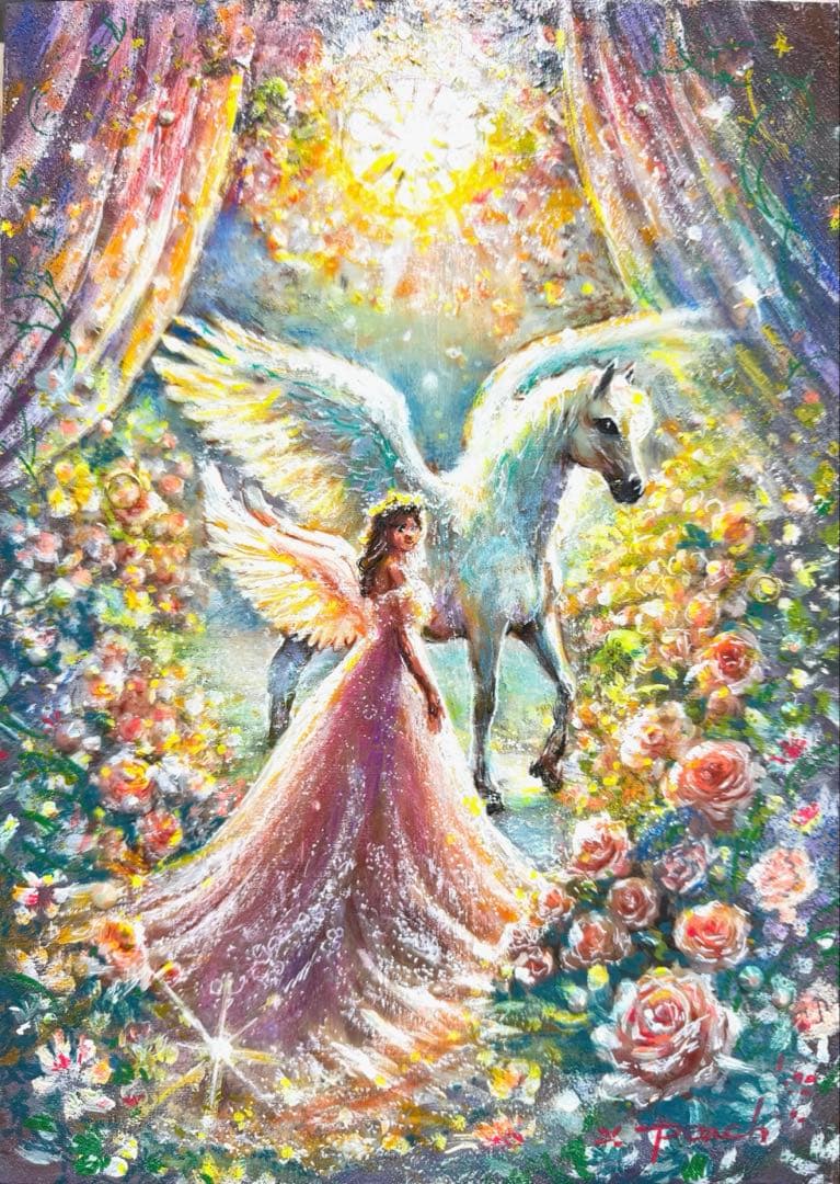 月*陽様 絵画原画　《新翼の春》　ラインストーンcollage