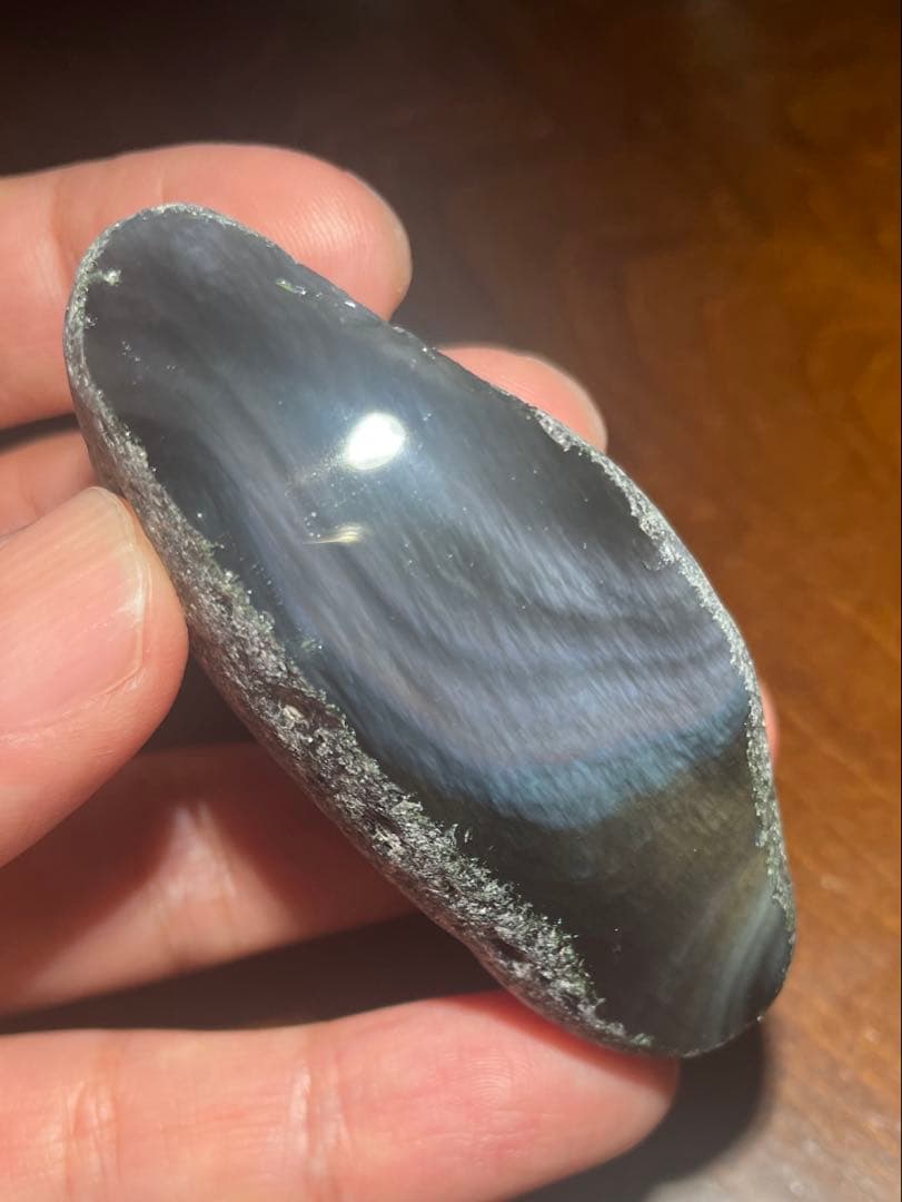 研磨品　十勝石玲瓏　複合色レインボーオブシディアン