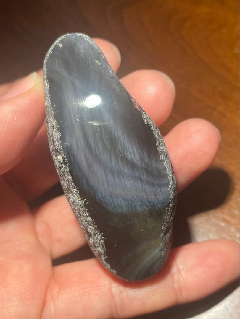 研磨品　十勝石玲瓏　複合色レインボーオブシディアン