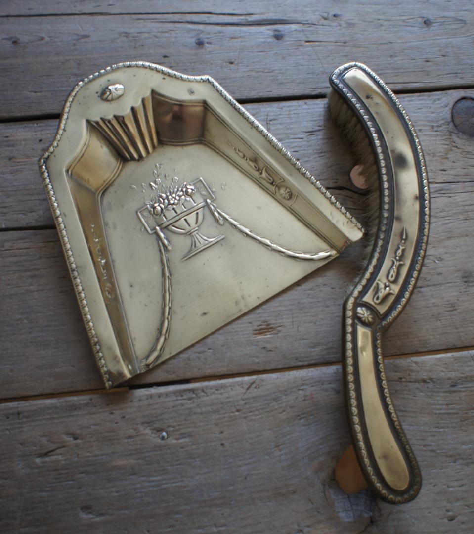 フランスアンティーク　ダストパン＆ブラシ　真鍮製　テーブルクリーナー　蚤の市