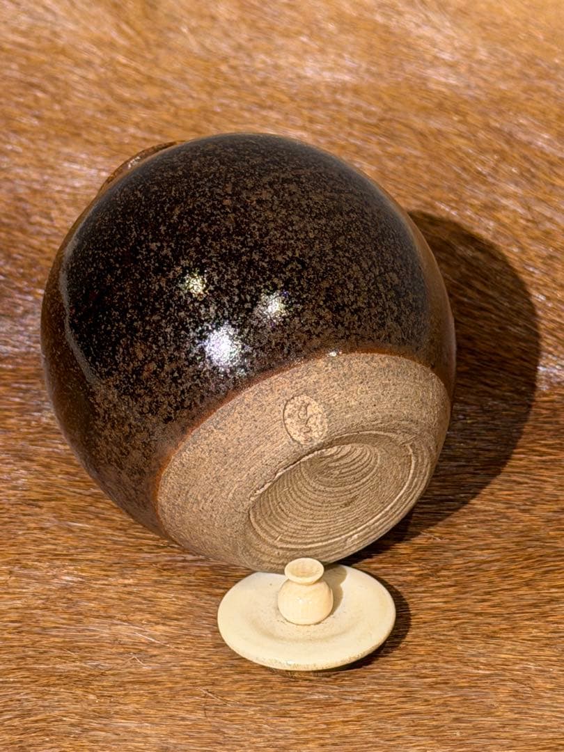 膳所焼　茶入　淡海ぜぜ　陽炎園　共箱　茶道具