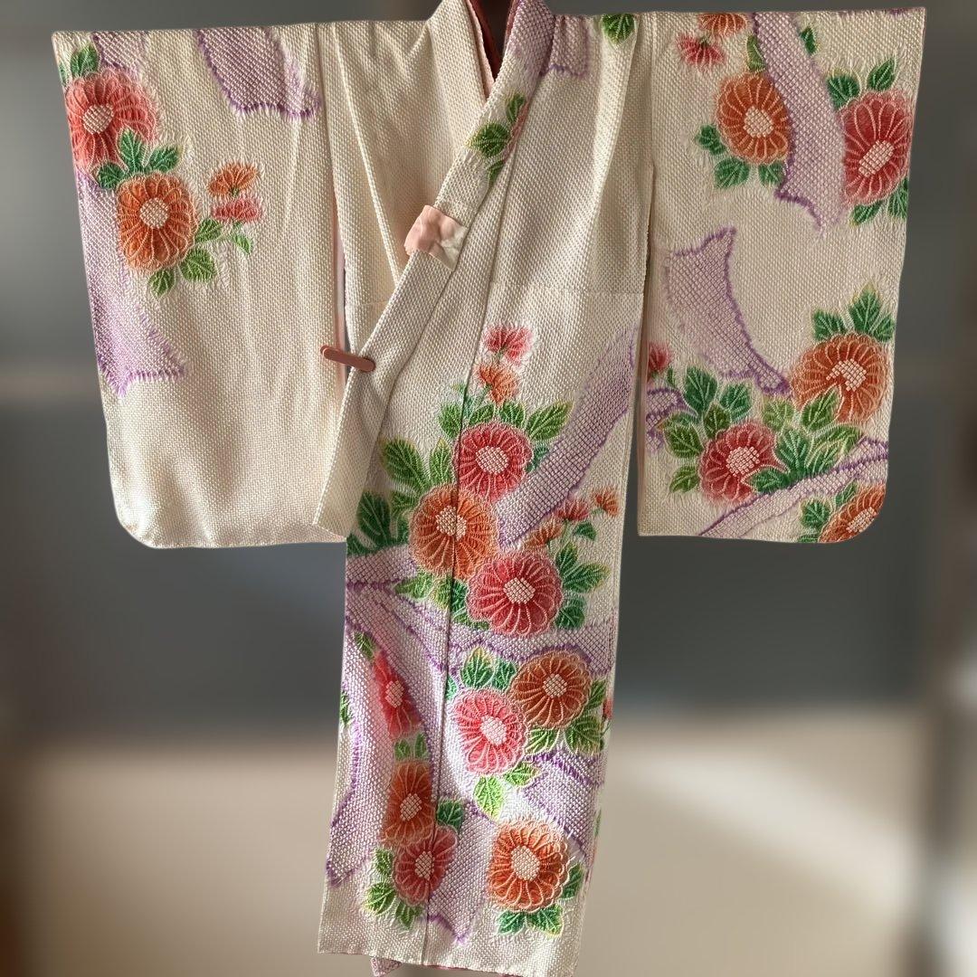 藤娘きぬたや　正絹総絞り　七五三四つ身祝い着