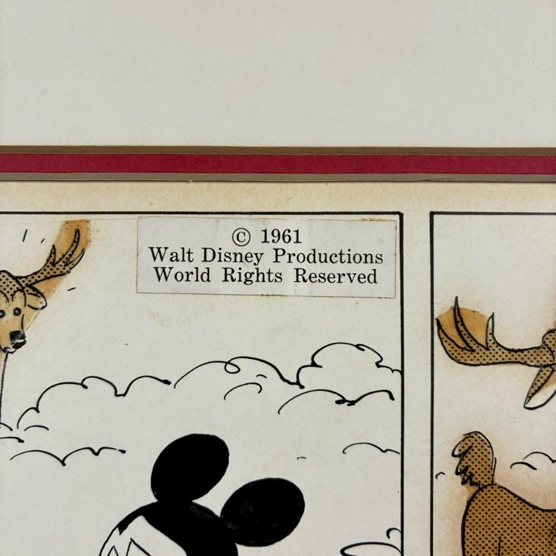 ウォルト・ディズニー ミッキーマウス３コマ漫画 原画 1961年 直筆サイン入