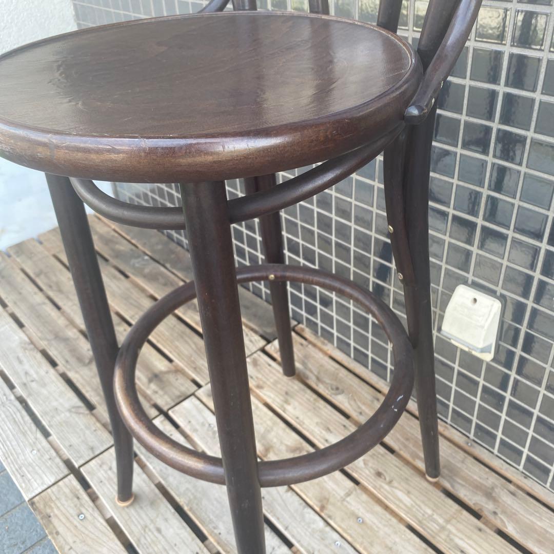 ミッドセンチュリー ヴィンテージ ウッドカウンターチェア 型押し