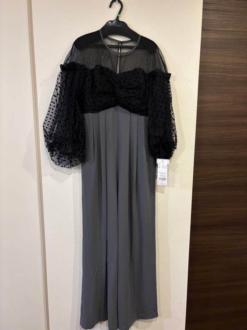 ANDRESD flocky dot pants dress グレー 結婚式