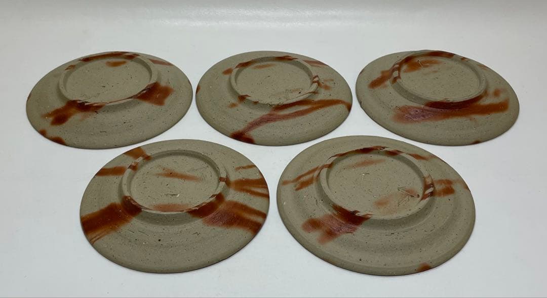 県指定重要無形文化財　山本出　備前焼　銘々皿　5客　共箱　共布　栞 c163