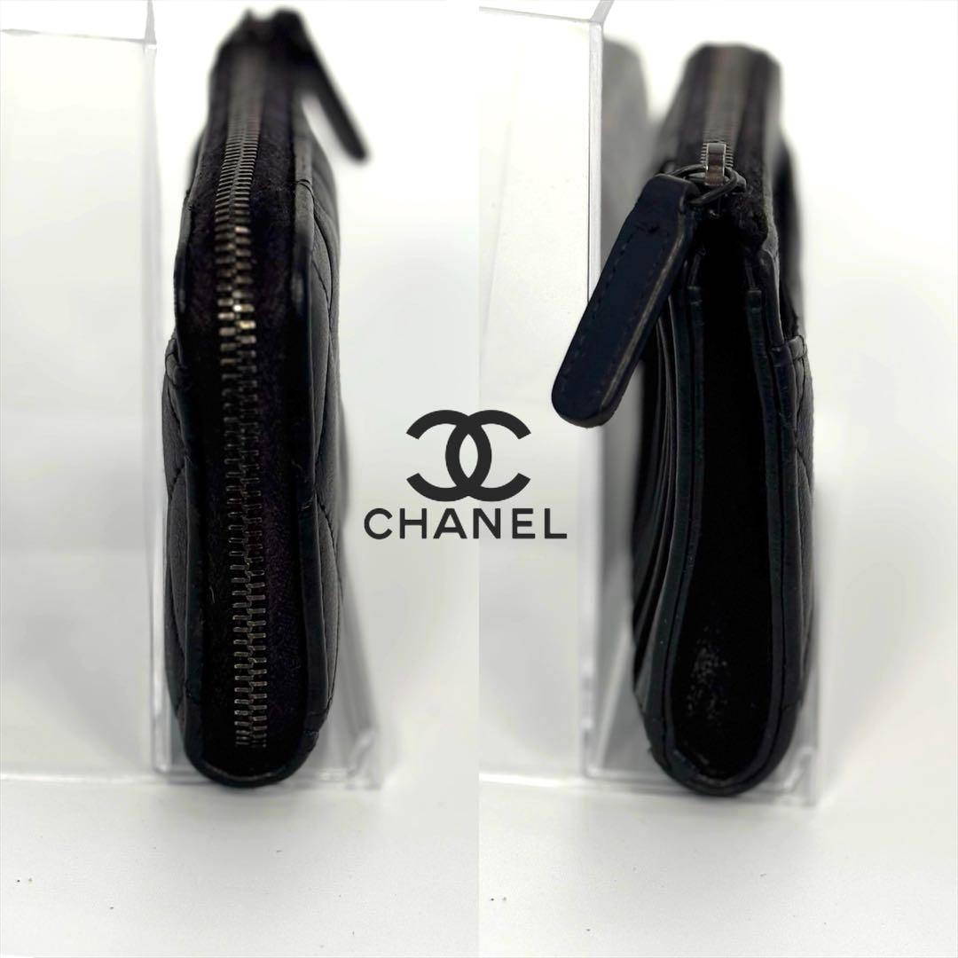 A129 CHANEL【極美品】 超人氣 マトラッセ フラグメントケース 黒ロゴ