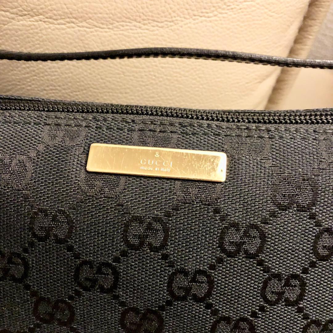 GUCCI グッチ アクセサリーポーチ パーティーバッグ GG柄キャンバス 黒