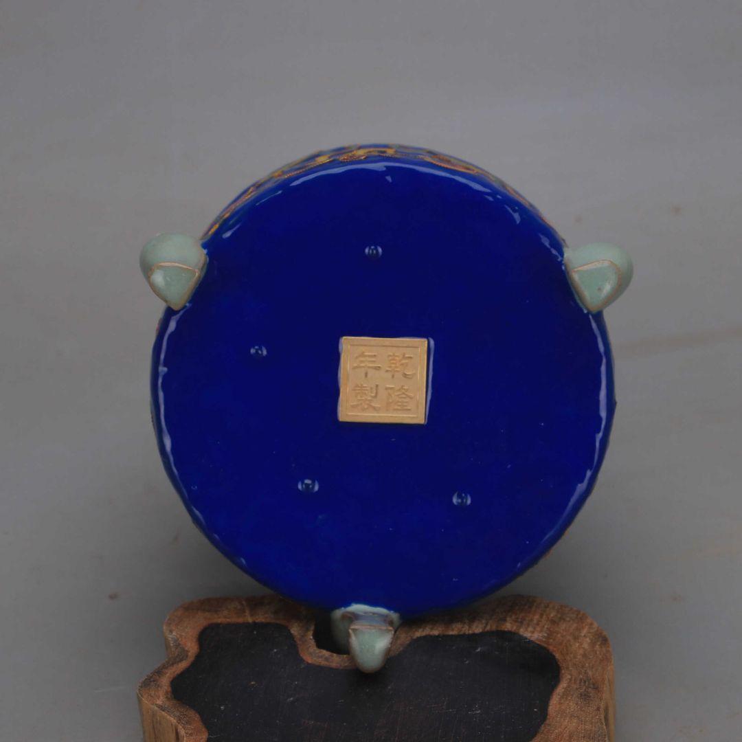 汝窯絞糸琺瑯彩寿字纏枝蓮三足玄紋香炉 景徳鎮 装飾品 現代工芸品 美術品 置物