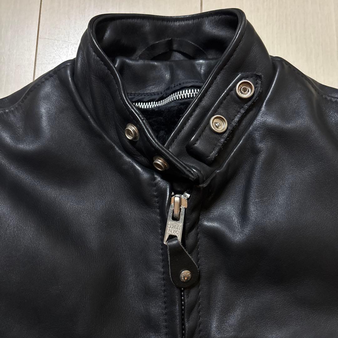 美品 SCHOOT ボアライナー付き レザー シングルライダース ブラック 34