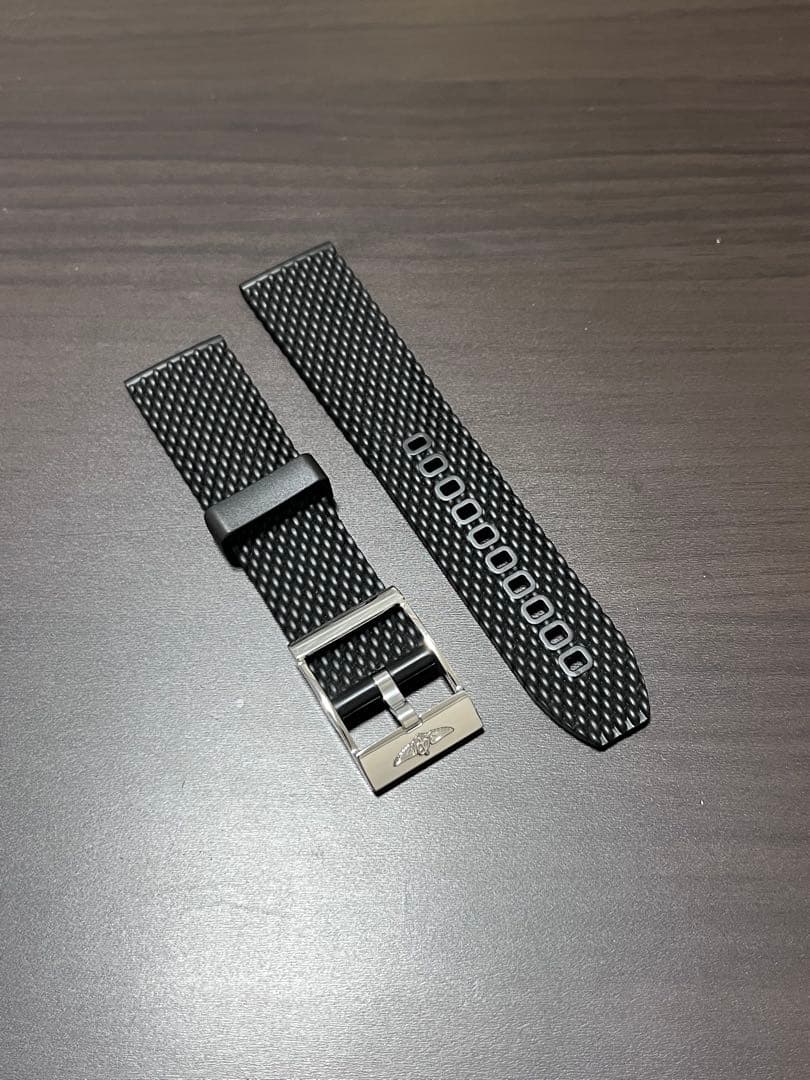 BREITLING ブラックラバーベルト 22-20 ブラック　尾錠付き