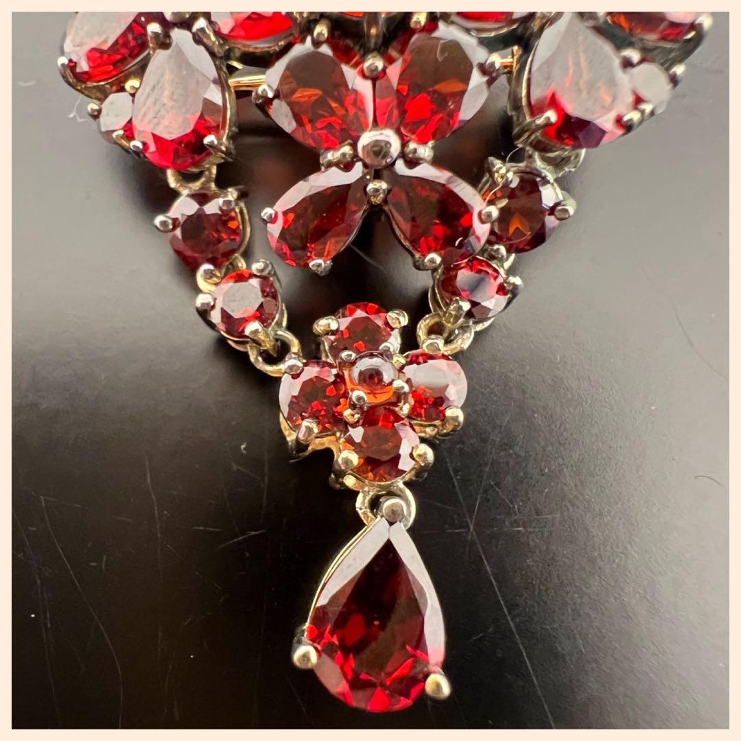 ボヘミアンガーネット ブローチ＆ネックレストップ シルバー925 良品