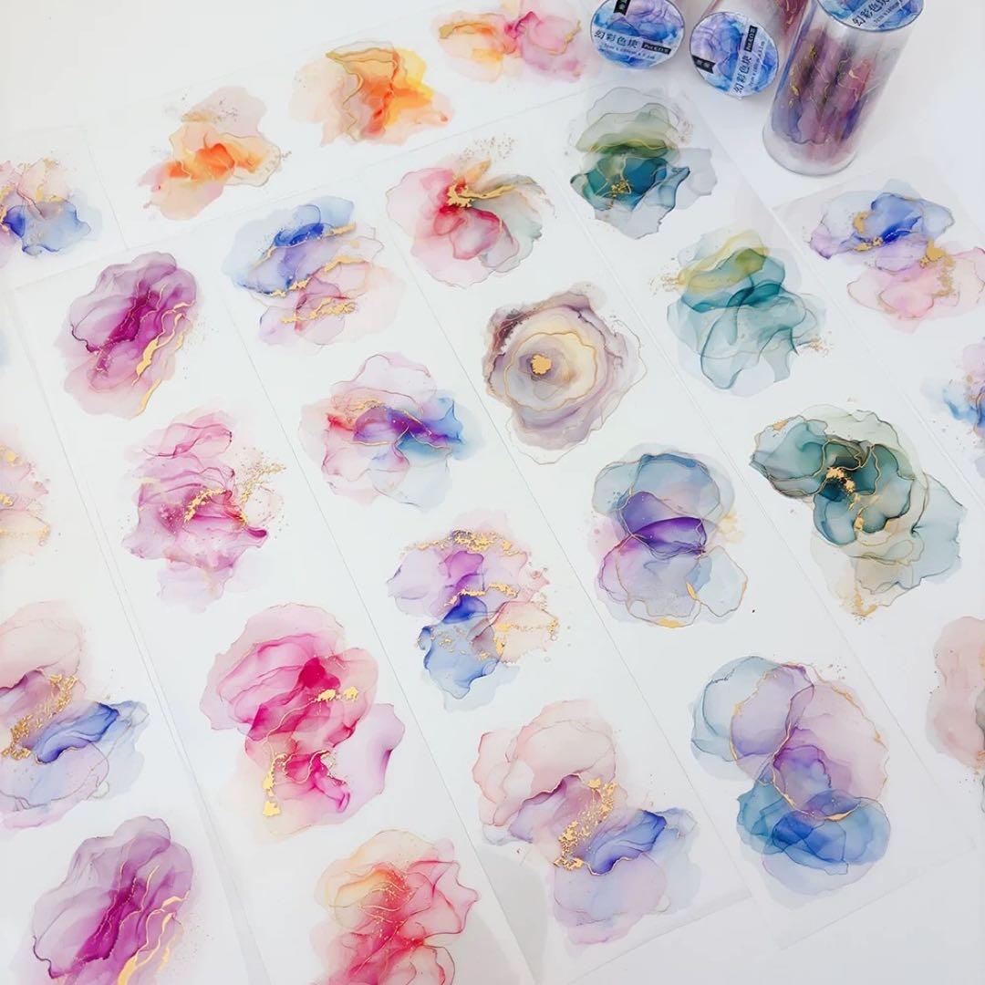 简单手帐《幻彩色块》海外マスキングテープ　マステ 【2283】