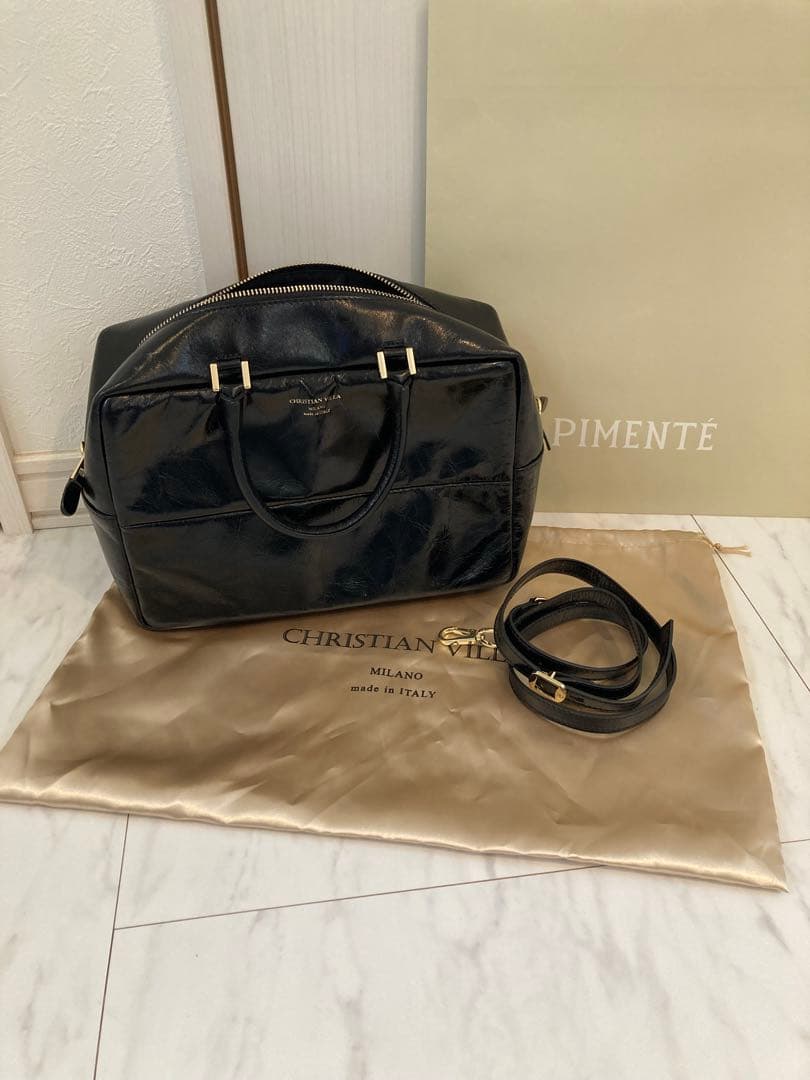 ピモンテ　CHRISTIAN VILLAスクエアファスナーボストンバッグ