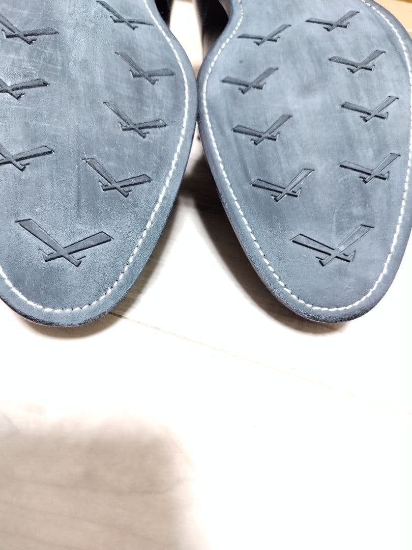 三陽山長 友二郎 ラバーソール 9 1/2 ブラック【美中古】ストレートチップ