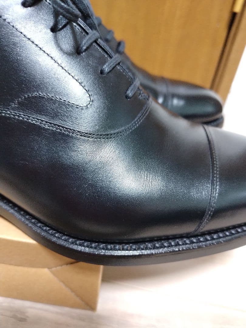 三陽山長 友二郎 ラバーソール 9 1/2 ブラック【美中古】ストレートチップ