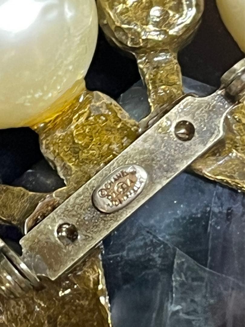 希少 美品 CHANEL シャネル ストーン パール ブローチ