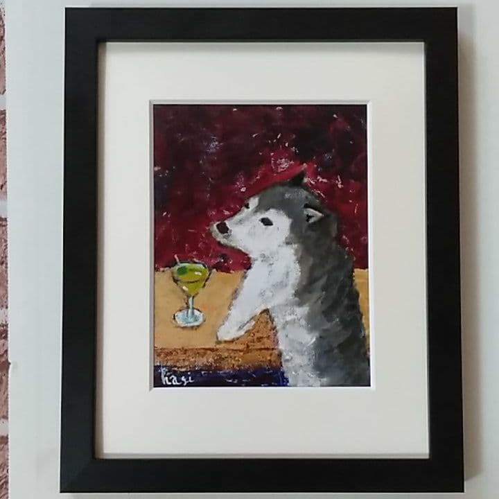 犬の絵　「深夜、とあるバーで」　原画