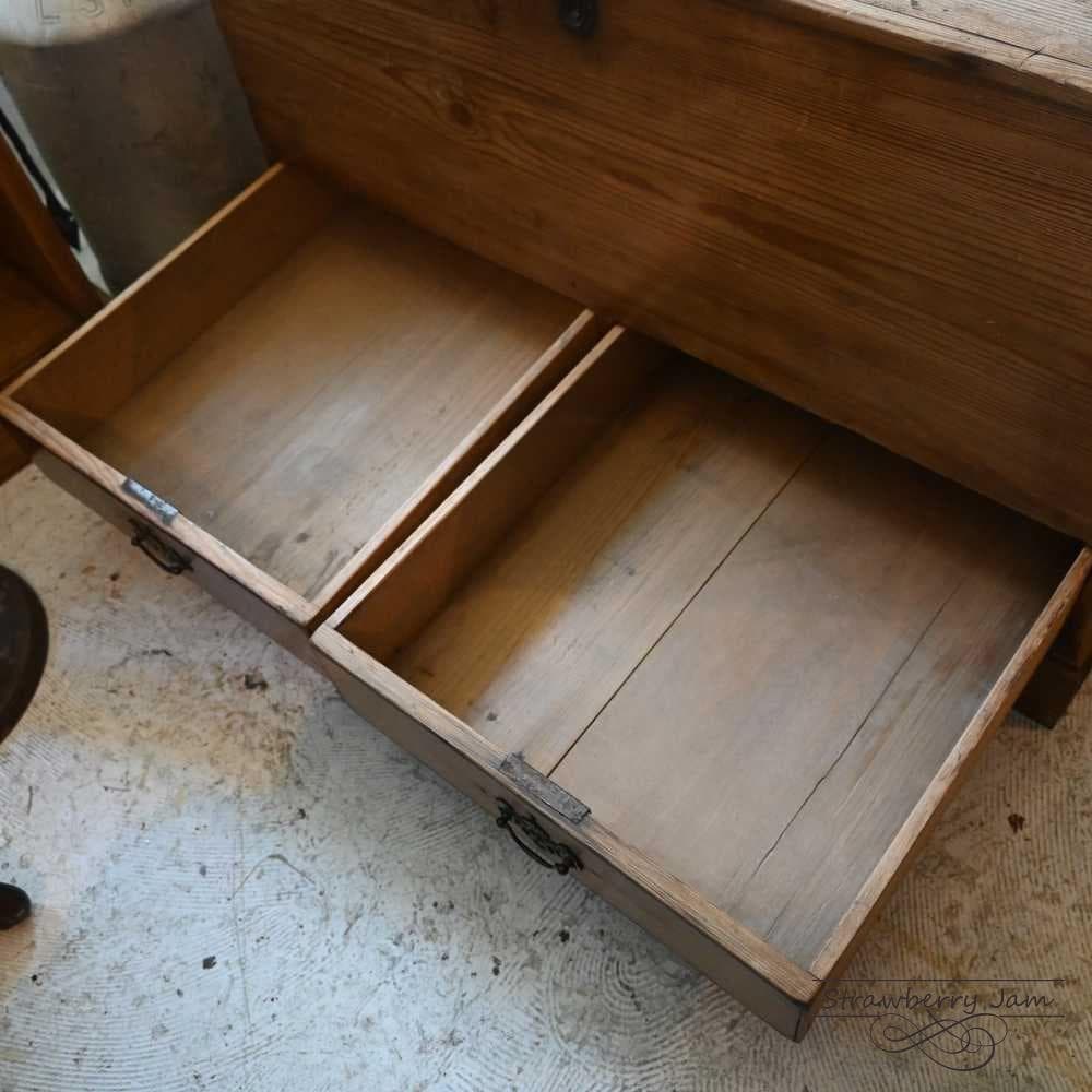 IFU-410 英国アンティーク パインチェスト 収納 リネンボックス テーブル