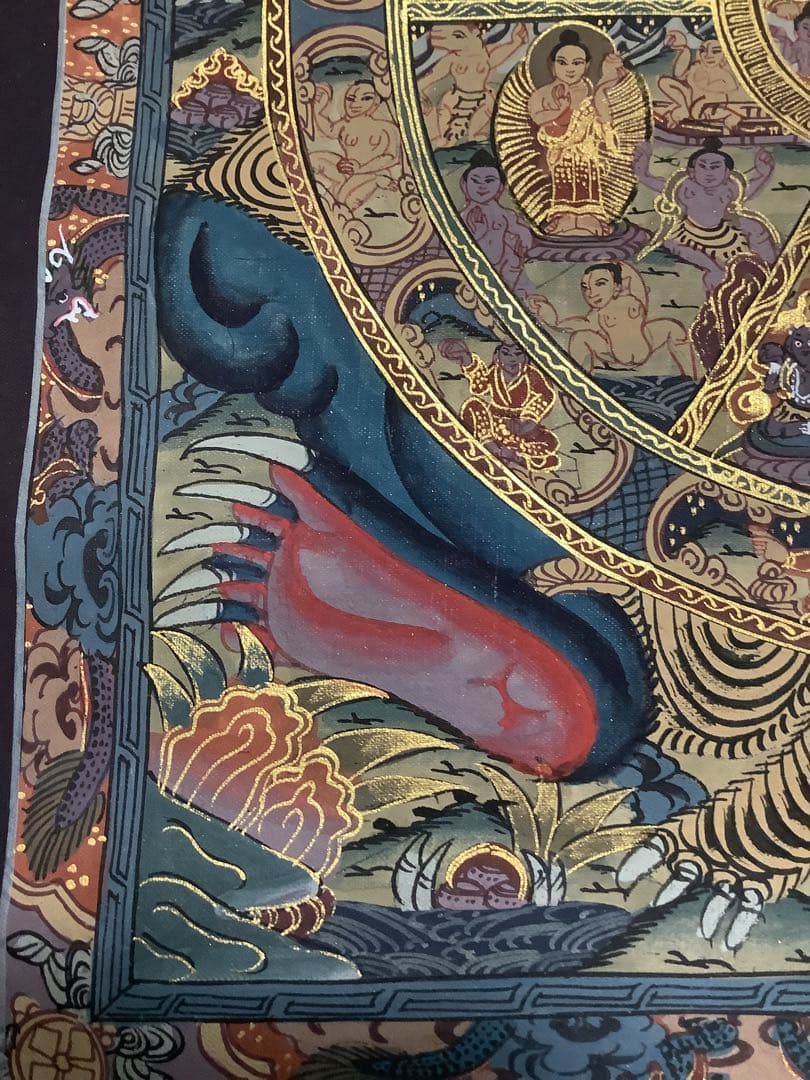 《 チベット密教　新品　1点物 》 手描き　曼荼羅　仏陀　六道輪廻　仏教　c4