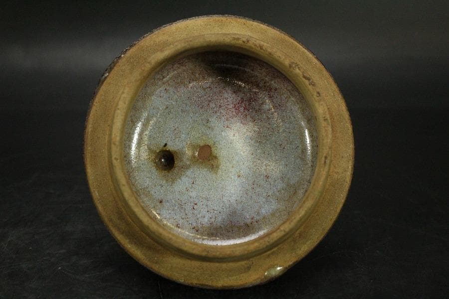 中国美術 紫斑釉 龍蓋 香炉 高25cm(LC126)