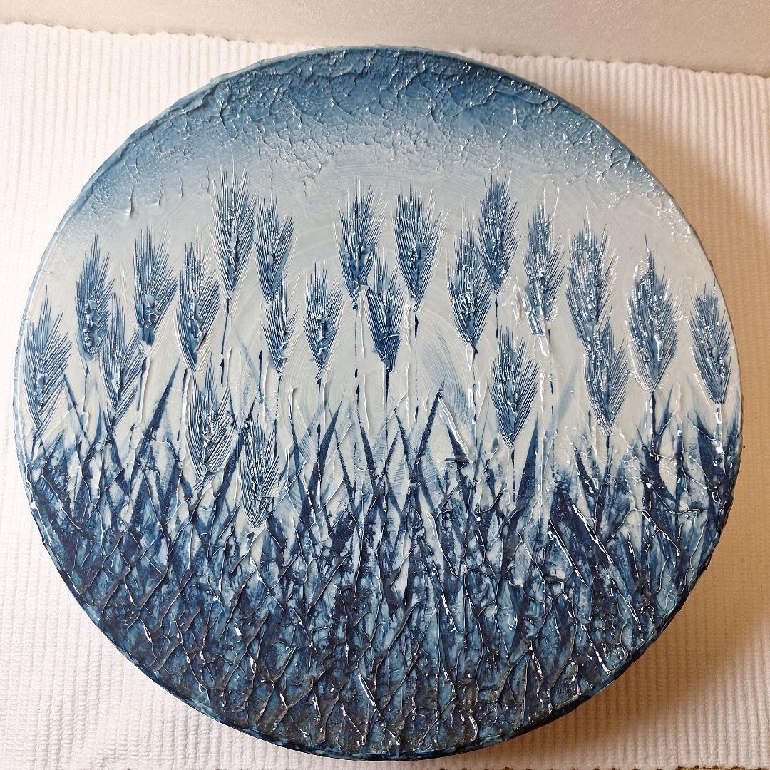 有田焼　草場正人作　染付大皿　日展陶芸作家　箱付　外寸370mm深さ75mm