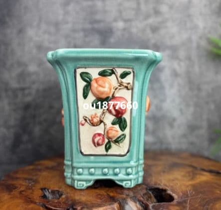 四方柱形陶器鉢 盆栽鉢 青磁鉢 山野草鉢 多肉植物 植木鉢 小品大品盆栽鉢 置物