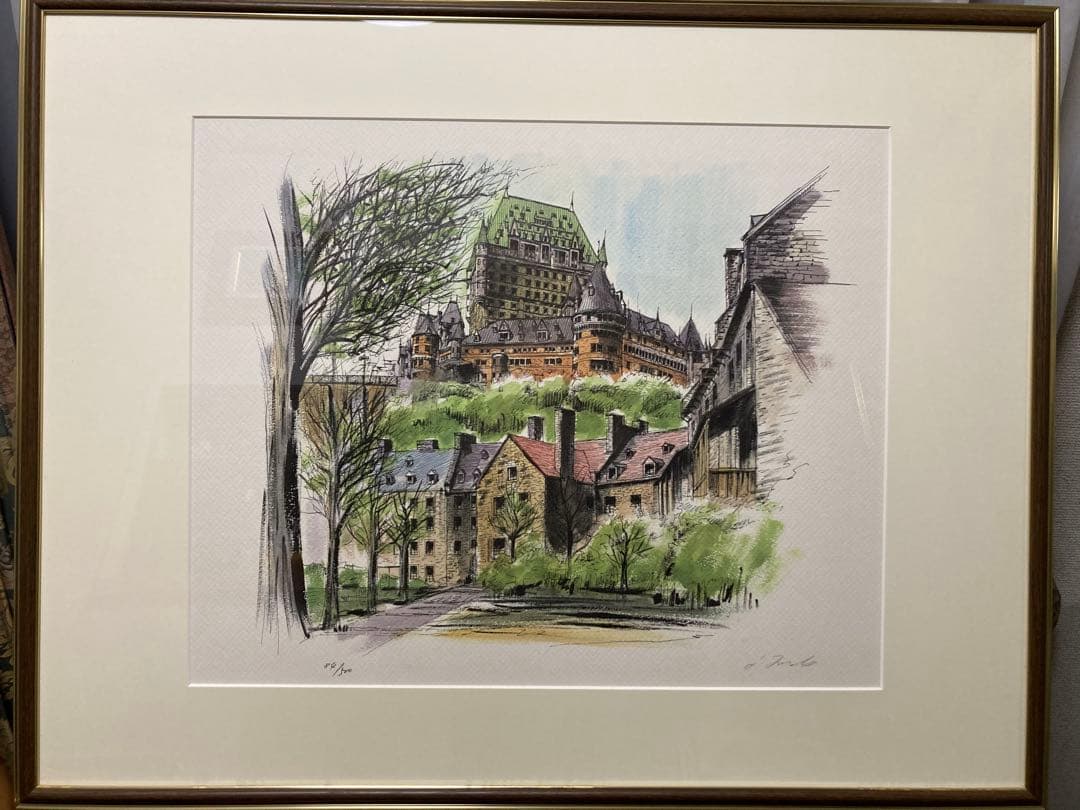 リトグラフ【ジェームス・フォード】 「シャトー・フロンテナック」 大判 新品額装