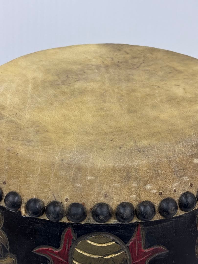 和太鼓　太鼓　アンティーク　14in 木彫り　龍彫り　長期保管品