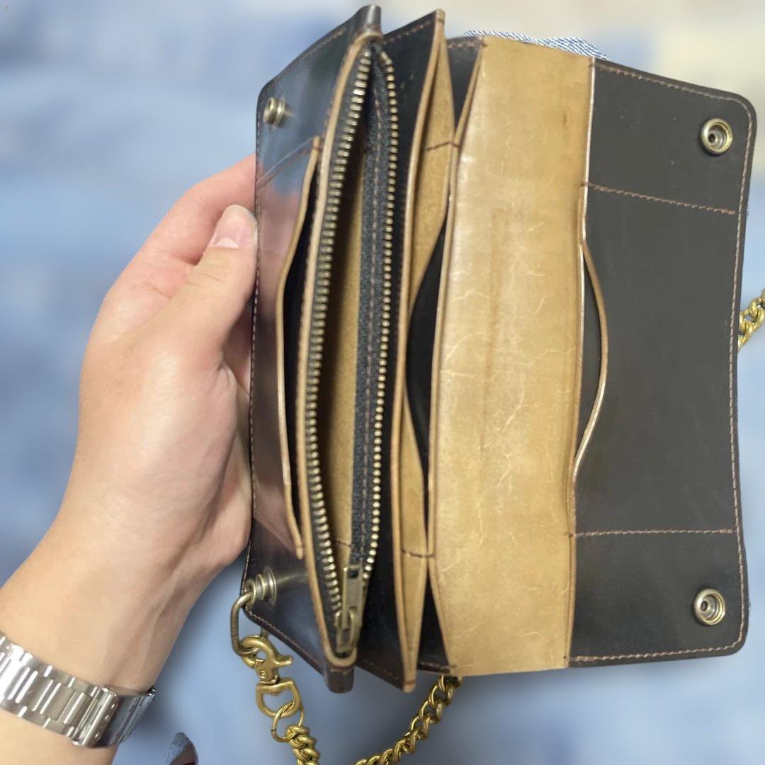 ホースバット　茶芯トラッカーウォレット三層(チェーン付き)