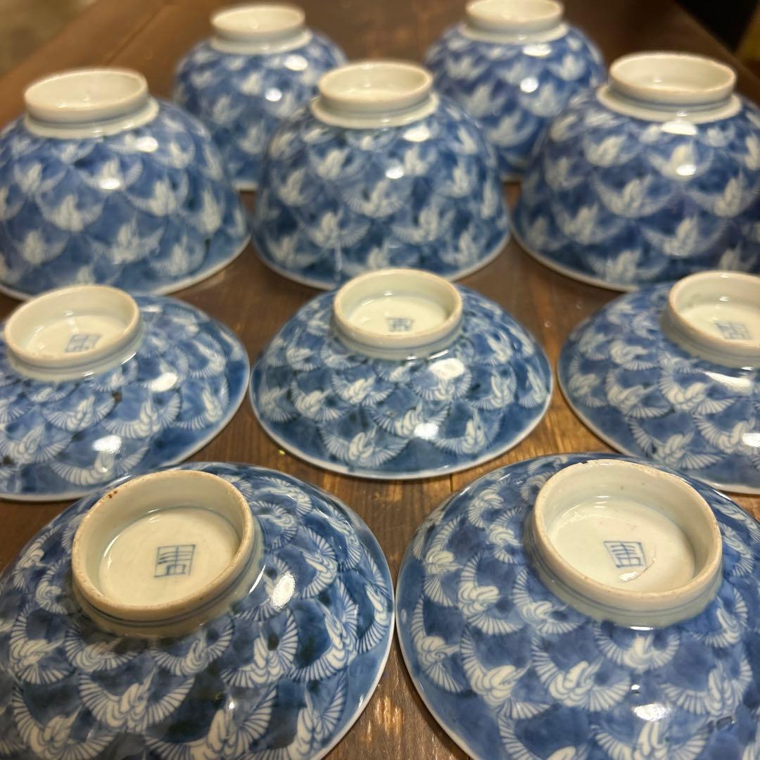 ア*ル様 古伊万里　手描き　江戸期　江戸時代　幕末　骨董品　龍の図　蓋付き　飯碗