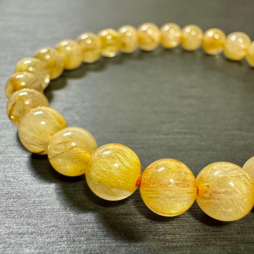 【ゴールドルチルクォーツ】金運上昇・集中力アップブレスレット 7mm 天然石