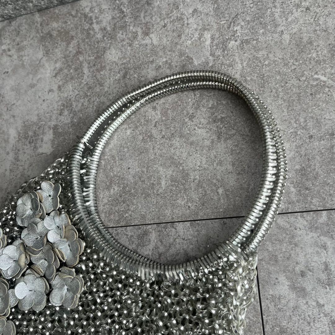 ANTEPRIMA ワイヤーバッグ ハンドバッグ シルバー　フラワービジュー